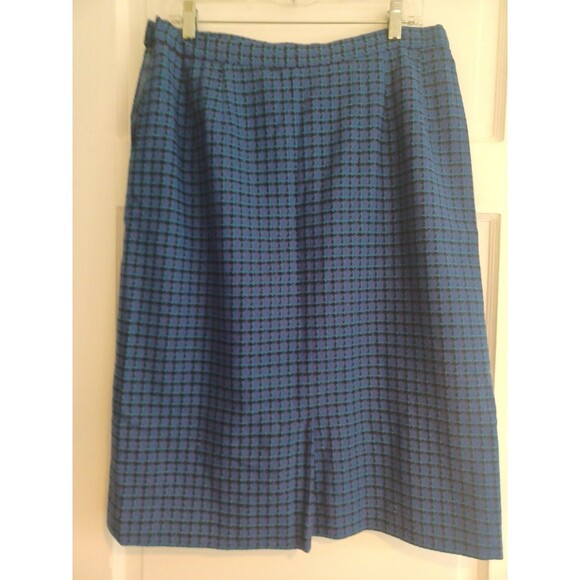 Pendleton vintage classic wool midiskirt 16 blue plaid pockets lined preppy USA - Picture 4 of 10